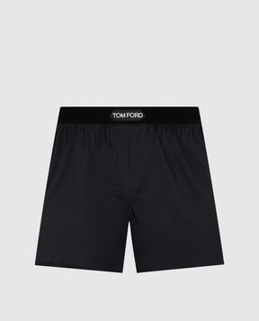 Tom Ford Черные трусы-боксеры из шелка с нашивкой логотипа T4LE41010