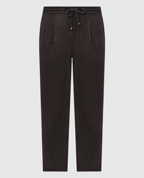 Brunello Cucinelli Брюки коричневого цвета из шерсти M038PE1710