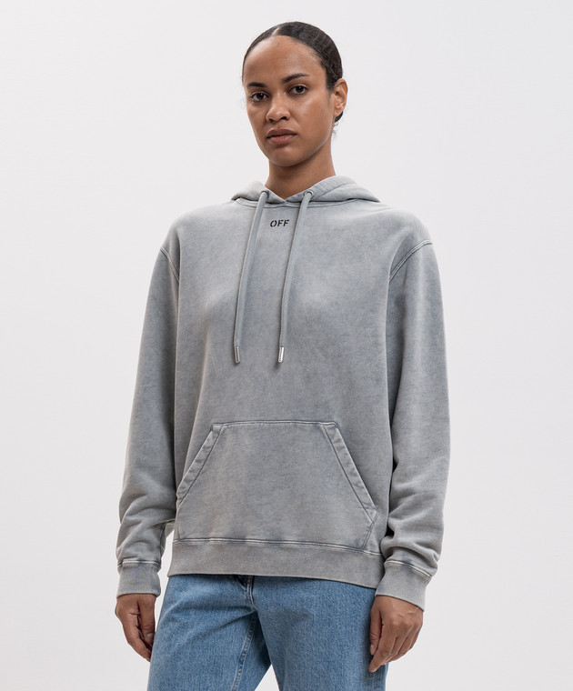 Off-White Сіре худі з принтом 2FE00500T зображення 3