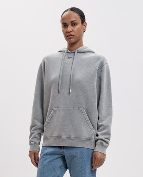 Off-White Сіре худі з принтом 2FE00500T