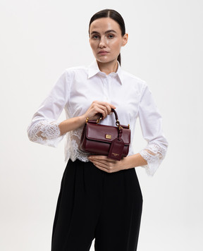 Dolce&Gabbana Бордовая кожаная сумка My Sicily BB7864B7321