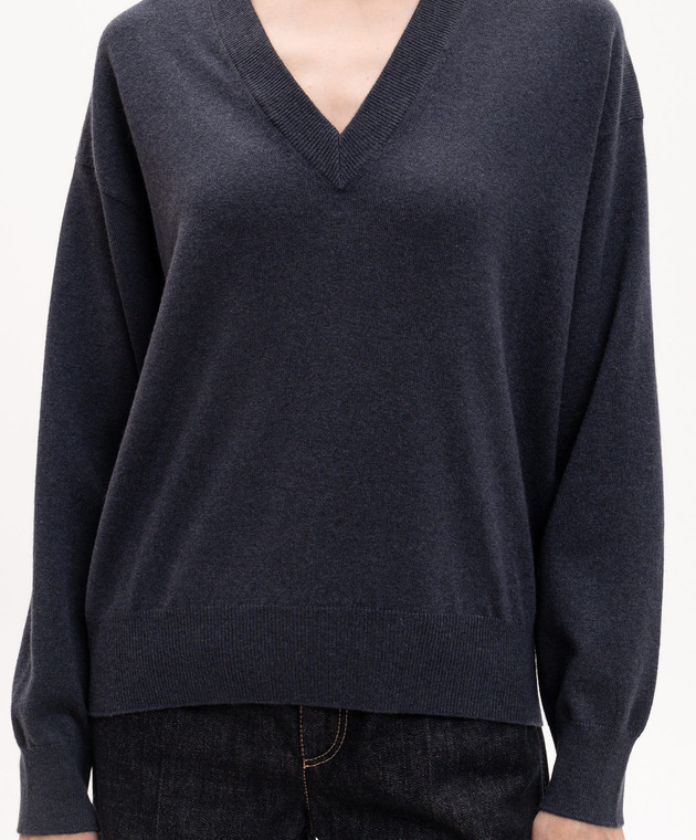 Brunello Cucinelli Синий пуловер из кашемира M12244412P изображение 5