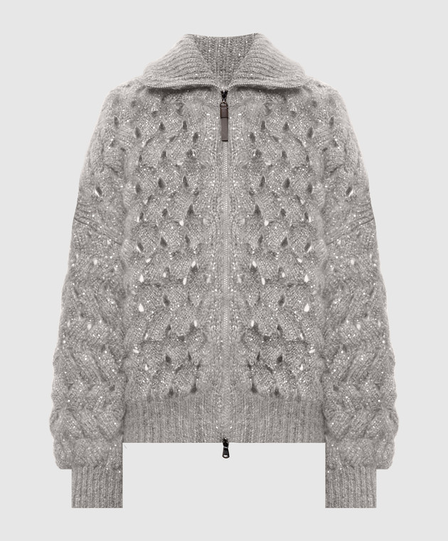 Brunello Cucinelli Серый кардиган с шерстью MNT347516