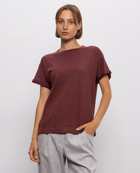 Brunello Cucinelli Футболка с кашемиром и шелком с отворотами M41810000P