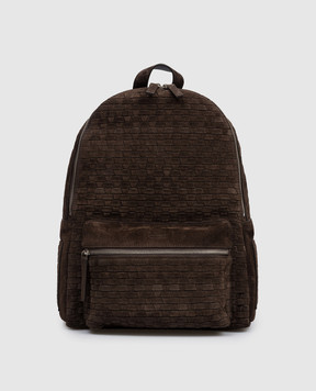 Orciani Коричневый замшевый рюкзак Laio Chevrette с плетением P00711PEW