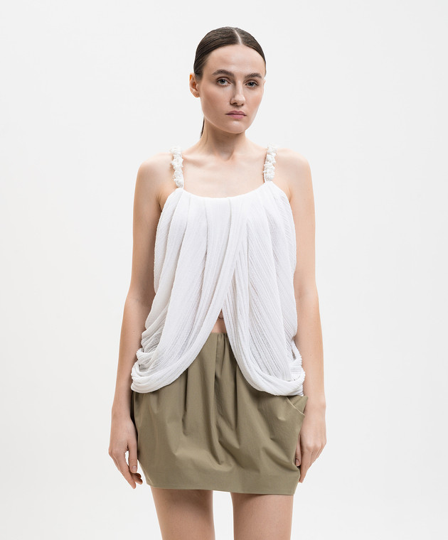 Balmain Белый топ с драпировкой GF0AD815KJ68 изображение 3