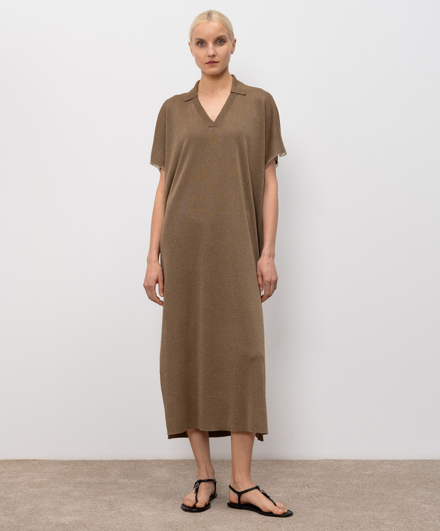 Fabiana Filippi Коричнева сукня з люрексом ABD276F604M109 зображення 3