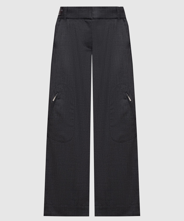 Off-White Серые брюки карго из шерсти 2FH00666B