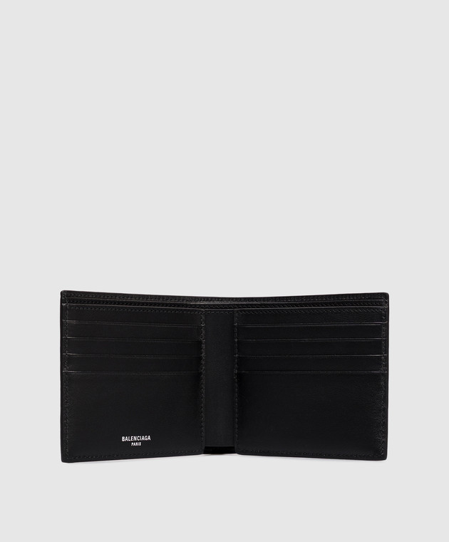 Balenciaga Чорне шкіряне портмоне Sticker-Print Crinkled 8671482ACHI зображення 3