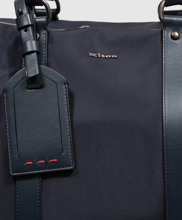 Kiton Синя дорожня сумка з металевим логотипом UBA0158N01270 зображення 4