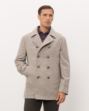 Brunello Cucinelli Сіре двобортне пальто з кашеміру MT4017008K