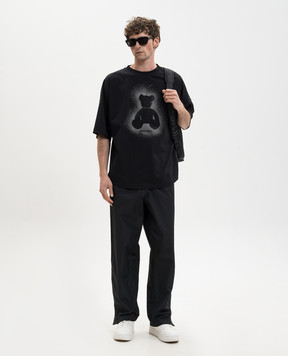 Palm Angels Черная футболка с принтом Spray Bear PMAA10BS26JER002
