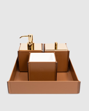 Treesseci Шкіряний набір для ванної кімнати MERIDIEN з дозатора, склянки, органайзера та підставки MER97AINGD