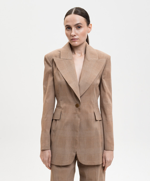 Ermanno Scervino Коричневий жакет в клітинку D486I722WJV зображення 3