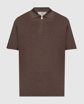 Enrico Mandelli Коричневое поло из шелка с нашивкой логотипа 3K065A5674