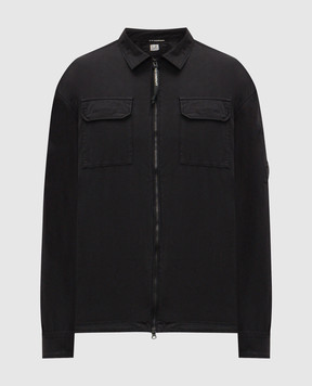 C.P. Company Чорна сорочка на блискавці з логотипом MOS705A110143G