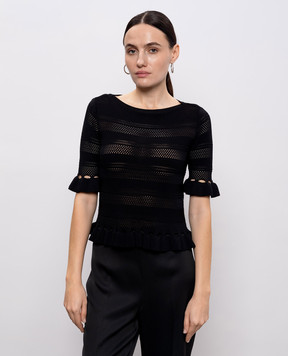 Twinset Чорний ажурний топ з логотипом 261TP3082