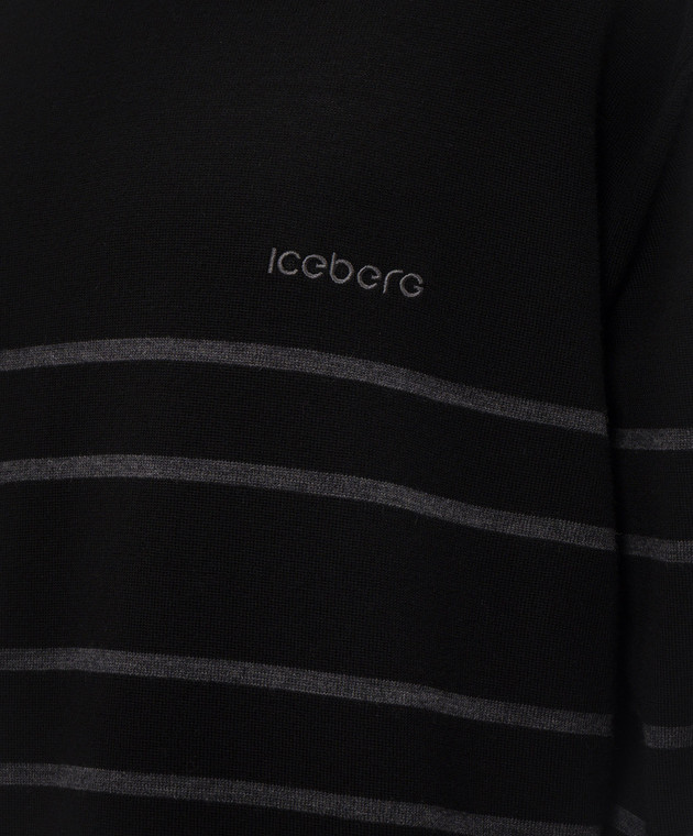 Iceberg Черный гольф из шерсти с вышивкой логотипа A0069005 изображение 5
