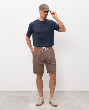 Cashmere&Whiskey Синя футболка з льону та шовку M54268085