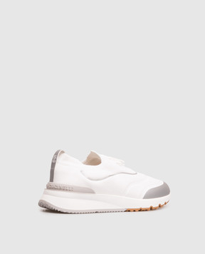 Brunello Cucinelli Белые кроссовки из хлопка с фактурным логотипом MZUAUFO340