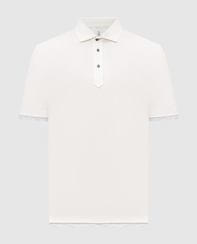 Brunello Cucinelli Белое поло с эффектом наложения слоев ME8543966