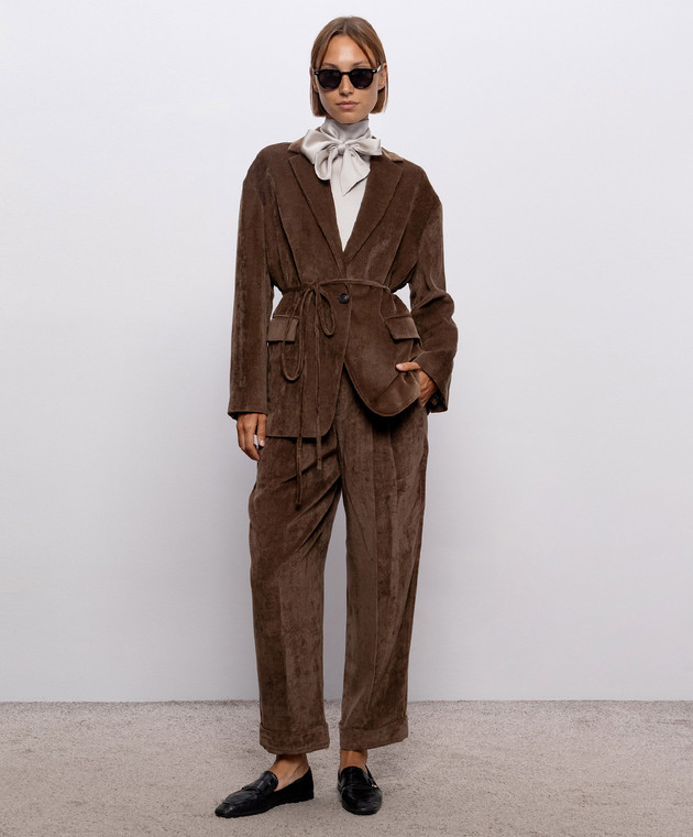 Brunello Cucinelli Коричневі вельветові штани з відворотами MP547P9274 зображення 2