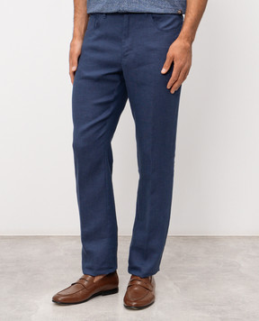 Stefano Ricci Сині штани з льону та шовку M8T62B0190TXFIL