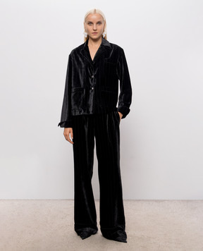 Ermanno Scervino Чорна оксамитова сорочка в стилі піжами з шовком D492I350XTC