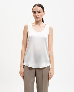 Brunello Cucinelli Топ из шелка цвета айвори MPC59E0600