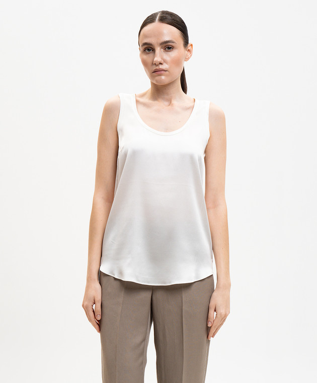 Brunello Cucinelli Топ из шелка цвета айвори MPC59E0600 изображение 3