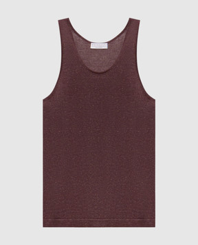 Brunello Cucinelli Бордова майка з кашеміром та шовком з люрексом M41848600