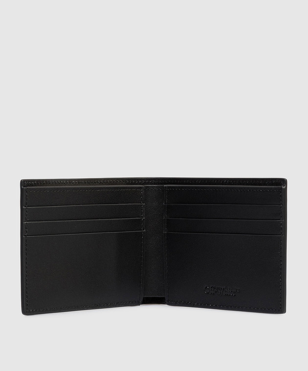 Off-White Чорне шкіряне портмоне з принтом логотипа OMNC085C99LEA001 зображення 3