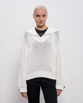 Brunello Cucinelli Білий ажурний светр M89302602