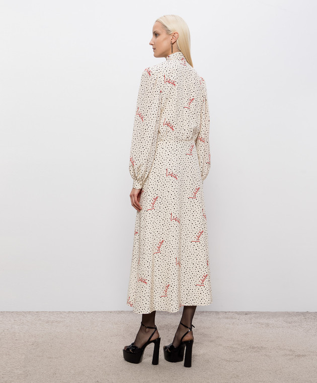 Valentino Бежевое платье из шелка в горох 9B3VAKR5A9N изображение 3
