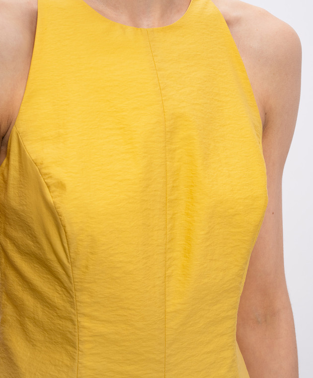 Brunello Cucinelli Желтое платье мини с эффектом жатки MPF79A5501 изображение 5