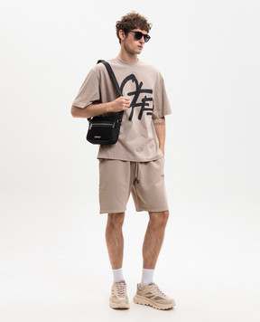 Off-White Бежевая футболка с принтом логотипа Spray 44MAA120S26J00T