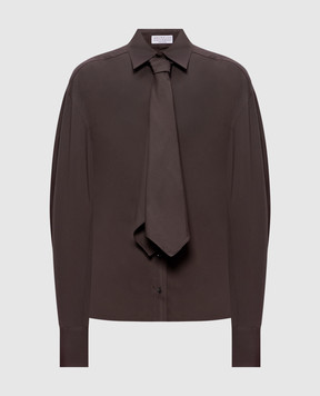 Brunello Cucinelli Коричнева сорочка з ланцюжком моніль MP091M3A46