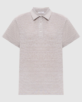 Peserico Бежевое поло в полоску с люрексом A06240J003139