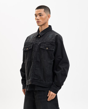 Vetements Чорна джинсова куртка з вишивкою ME76DJ064B1