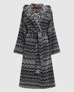 Missoni Home Чорний махровий халат Keith в брендовий візерунок 1K3AC99730