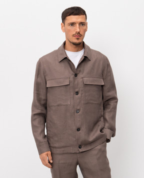 Peserico Коричневая рубашка из льна с нашивкой логотипа R5225502606