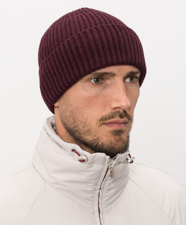 Brunello Cucinelli Бордова шапка з кашеміру M2293900 зображення 2