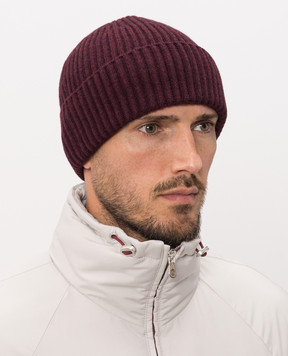Brunello Cucinelli Бордовая шапка из кашемира M2293900