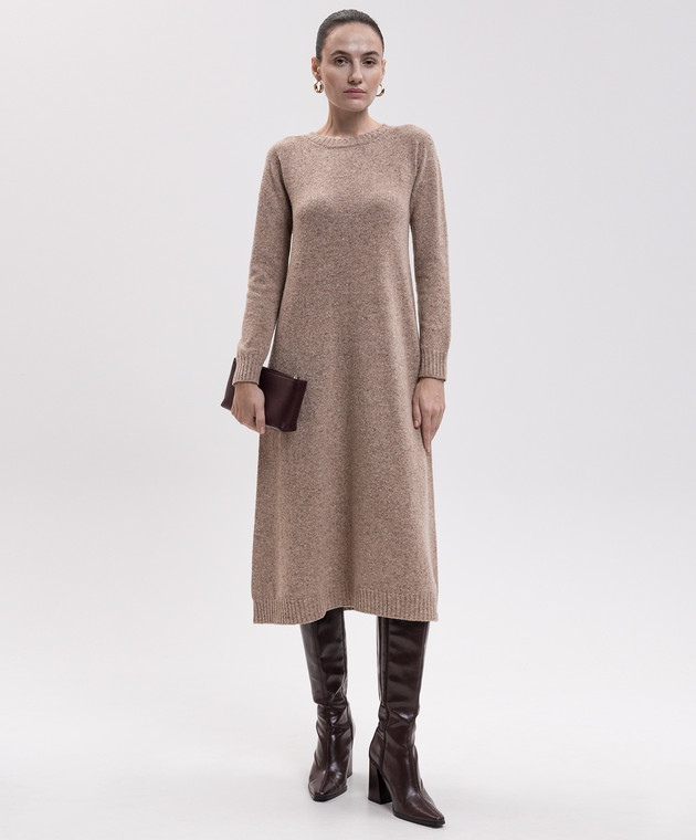 Max Mara Weekend Бежевое платье миди GOCCIA с шерстью и шелком WKDGOCCIA изображение 2