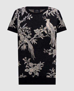 Etro Черный топ с шерстью с контрастным узором WRKE0426AQ12V