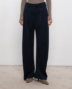 Brunello Cucinelli Синие брюки из шерсти в узор MP188P9318