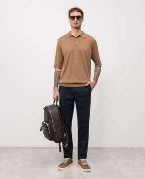 ISAIA Поло із шовку коричневого кольору MG8262Y0470