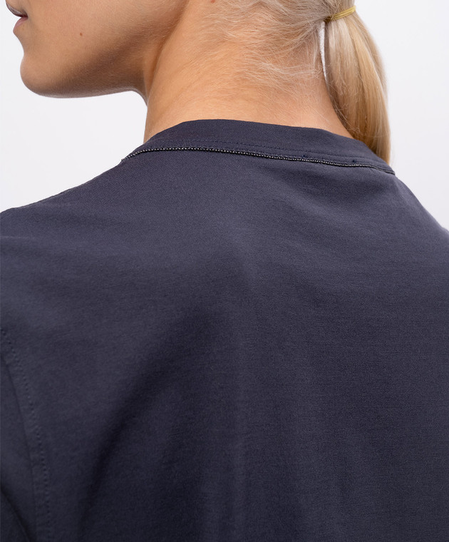 Brunello Cucinelli Синяя футболка с цепочкой MPT81BI100 изображение 5