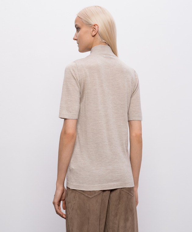 Brunello Cucinelli Бежевый топ из кашемира и шелка M13800004P изображение 4