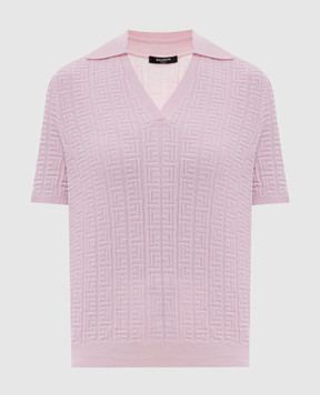 Balmain Рожеве поло з вовни у візерунок GF1GB030KJ47